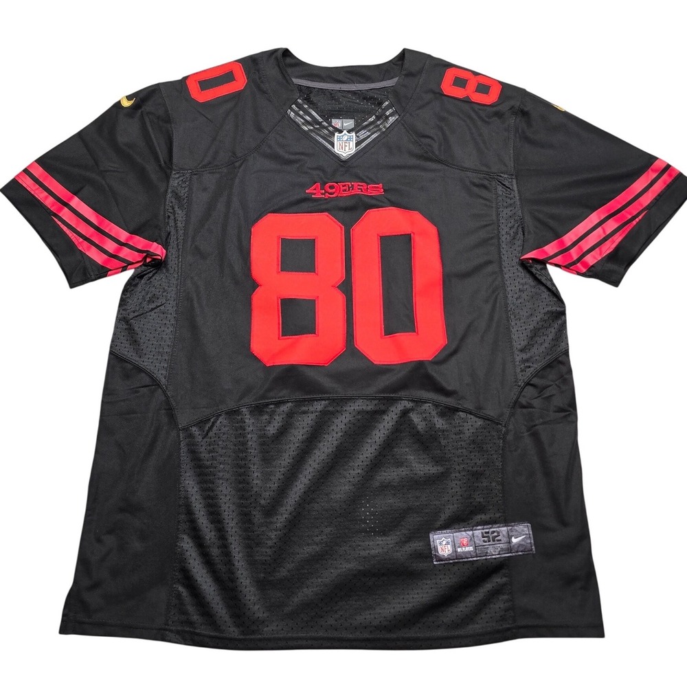 Nike Jerry Rice San Francisco 49ers NFL Elite Jersey Black Red Mens 52 Jersey
